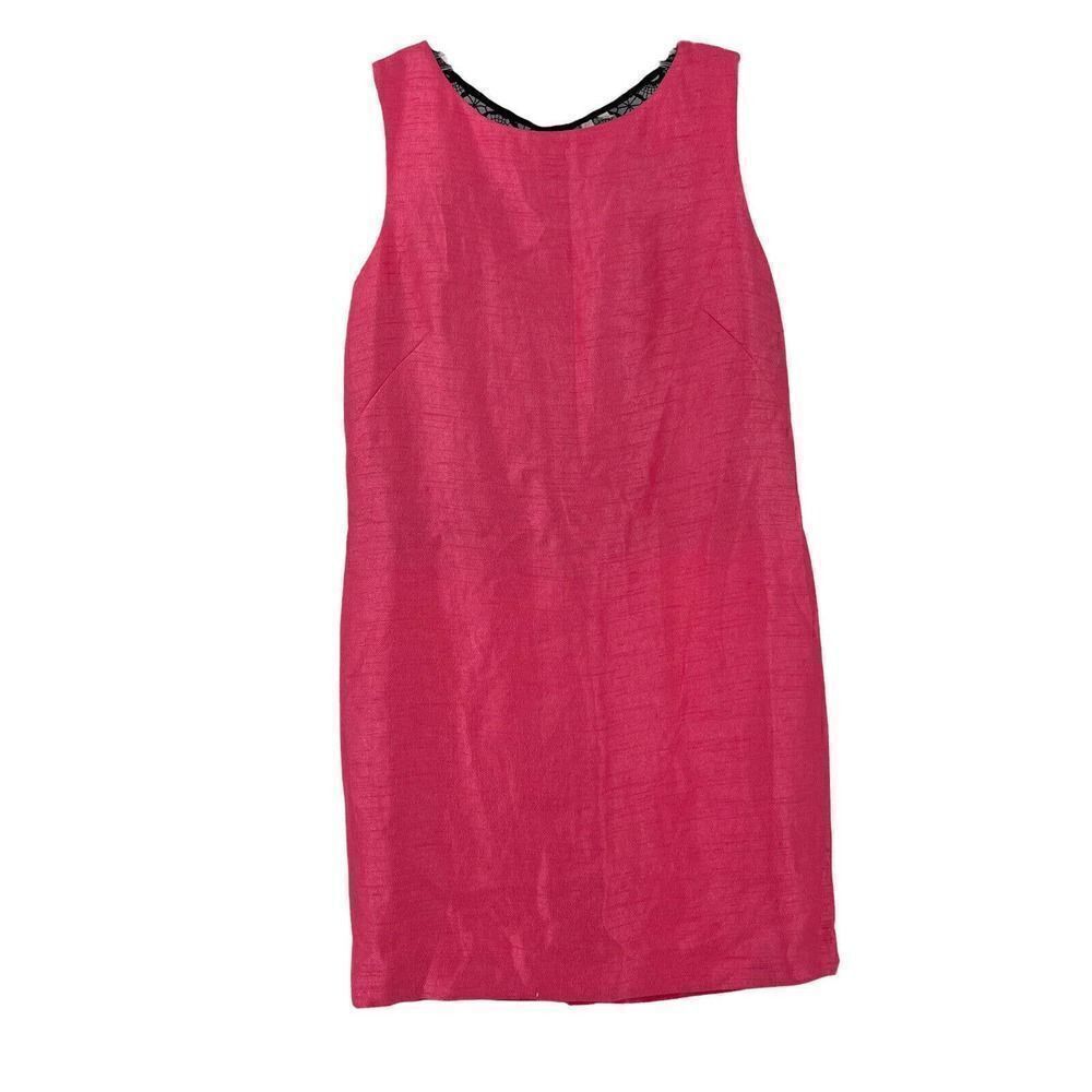 Rachel Roy Hot Pink Dress Sheath Black Lace Open Back Sleeveless Size 12 Party